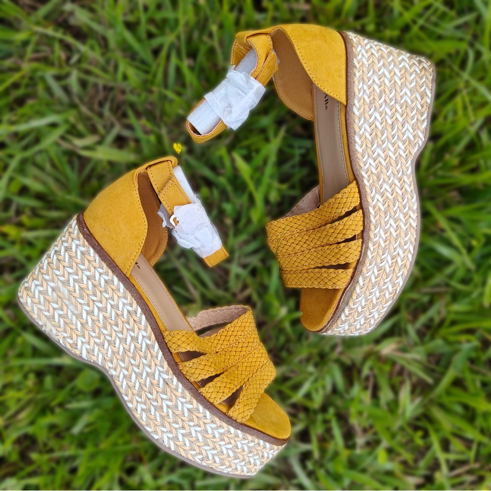 Mustard Yellow Retro Vibes Espadrilles Platform Sandal Gem